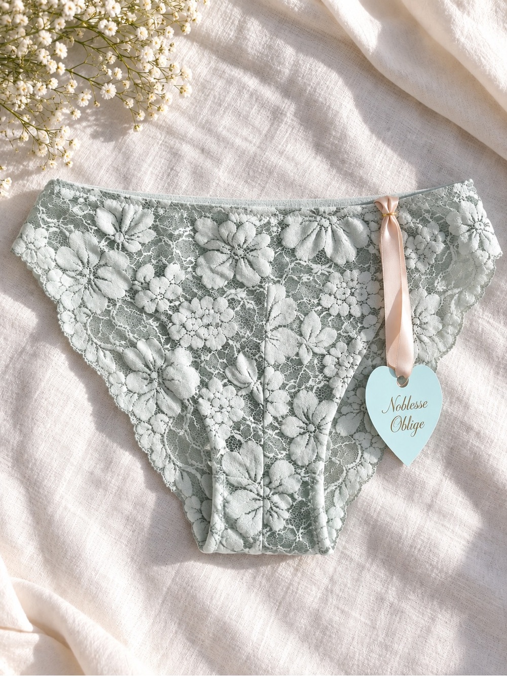 NWT Noblesse Oblige Two Tone Flocked Lace Keyhole Panty Briefs Sz Small